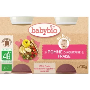 BABYBIO POMME D’AQUITAINE & FRAISE 2X130G