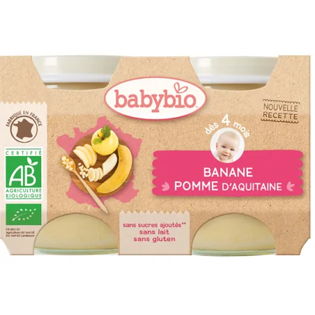 BABYBIO BANANE POMME D’AQUITAINE 2X130G