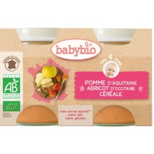 BABYBIO POMME D’AQUITAINE ABRICOT D’OCCITANIE CÉRÉALE 2X130G
