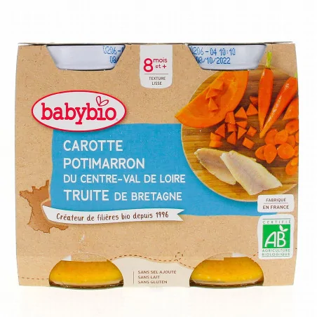 BABYBIO CAROTTE POTIMARRON TRUITE 2X200G 8M+