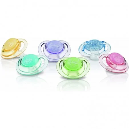 NUBY SUCETTE EN SILICONE ORTHODONTIQUE AVEC PICOTS DE MASSAGE ET BOITE DE RANGEMENT EN PP 6-18 MOIS - NT67522MOSN