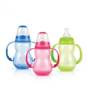 NÛBY BIBERON POLYCARBONATE 240 ML COL STANDARD À ANCES AVEC TÉTINE DÉBIT VARIABLE +0 MOIS RÉF : ID1107