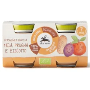 ALCE NERO PETIT POT POMME PRUNEAUX BISCUIT 2*80G