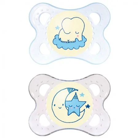 MAM SUCETTE NIGHT 0-6 MOIS SILICONE BLEU