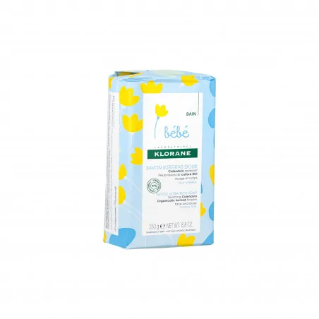 KLORANE - SAVON SURGRAS DOUX CALENDULA APAISANT - BÉBÉ - PEAU NORMALE - VISAGE ET CORPS 250 G