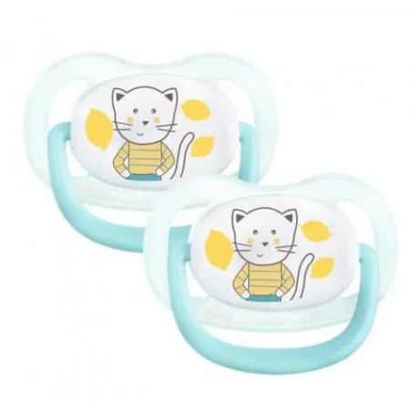 BÉBÉ CONFORT SUCETTES PHYSIO AIR CONF - 6/18 M - THE GARDENER BLEU ET JAUNE SIL X2 - 6877