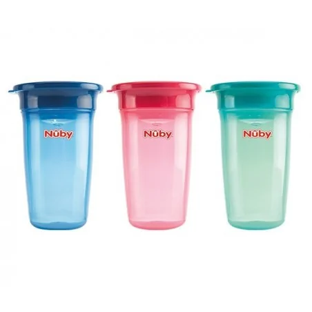 NUBY GOBELET ANTI-GOUTTE MAGIC 360° EN PP AVEC COUVERLE 300ML +6MOIS - ID10414