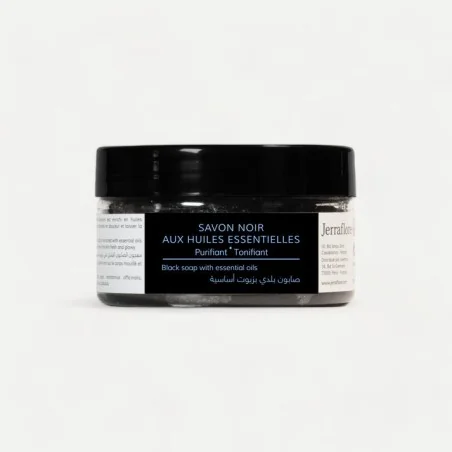 JERRAFLORE SAVON NOIR AUX HUILES ESSENTIELLES 100 G ELIMINE LES IMPURETÉS EN DOUCEUR