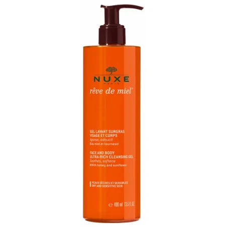 NUXE REVE DE MIEL GEL LAVANT SURGRAS VISAGE ET CORPS 400ML PEAUX SÈCHES ET SENSIBLES