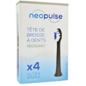NEOPULSE RECHARGE 4 TETES DE BROSSE À DENT ULTRA SOUPLE NOIR
