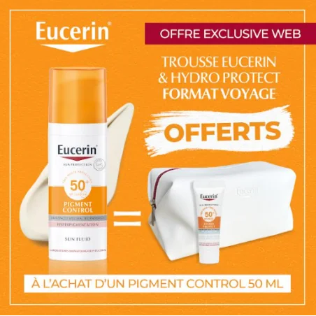 EUCERIN ECRAN ANTI PIGMENT SPF50+ 50ML + TROUSSE EUCERIN ET HYDRO PROTECT FORMAT VOYAE OFFERTS