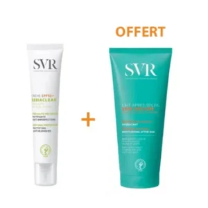 SVR SEBIACLEAR CREME SOLAIRE SPF 50 40 ML ACHETE + SUN SECURE LAIT APRÈS-SOLEIL OFFERT