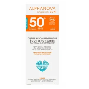 ALPHANOVA CRÈME SOLAIRE CERTIFIÉE BIO HYPOALLERGÉNIQUE VISAGE SPF 50+ (CLASSIC)