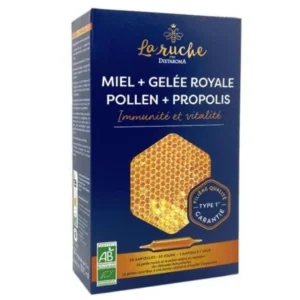 DIETAROMA MERVEILLES DE LA RUCHE BIO (GELÉE ROYALE BIO, PROPOLIS BIO, POLLEN BIO ET MIEL BIO) 20 AMPOULES DE 15 ML