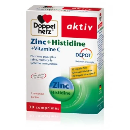 DOPPELHERZ AKTIV ZINC + HISTIDINE + VITAMINE C, 30 COMPRIMÉS
