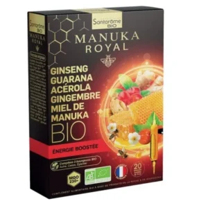 SANTAROME GINSENG GUARANA ACEROLA GINGEMBRE MIEL DE MANUKA 20 AMPOULES
