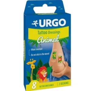 URGO – ANIMAL KIDS – PANSEMENTS ENFANT AUX MOTIFS AMUSANTS – BOÎTE DE 8 PANSEMENTS