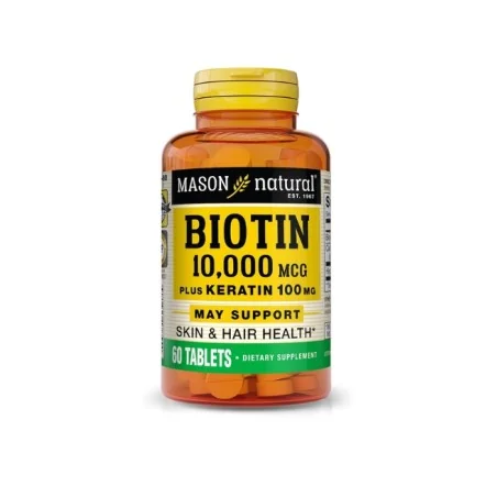MASON NATURAL BIOTIN 10000MCG PLUS KERATIN 100MG 60 TABLETS